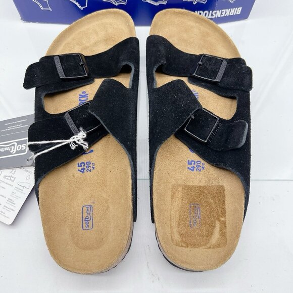 Birkenstock Arizona Soft Footbed Sandal Black Suede EU 45 Mens US 12- 12.5 Wide - Picture 14 of 14